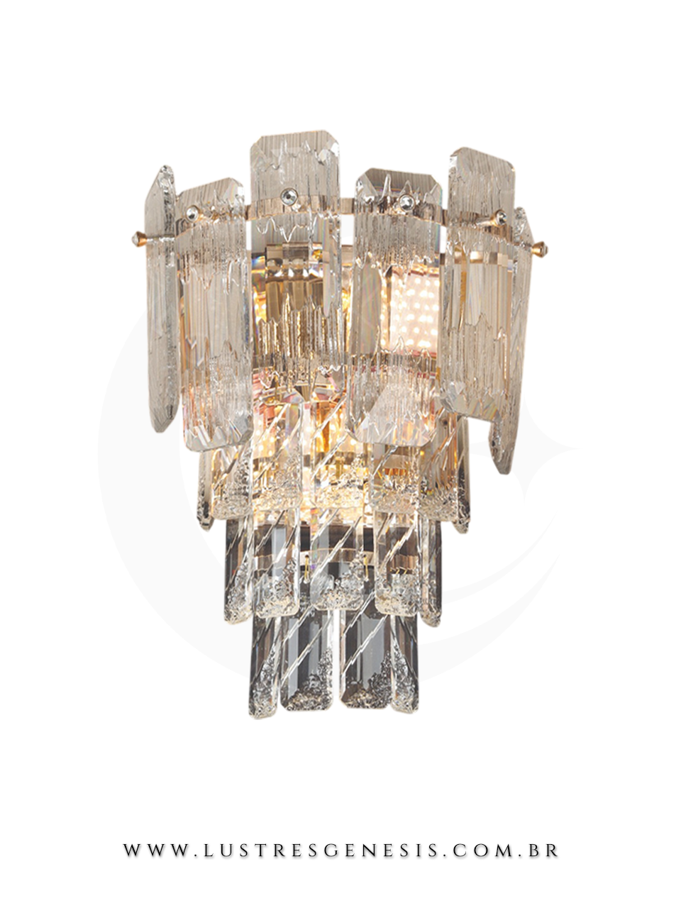 Luminária arandela de cristal Novalie para parede, ideal para cabeceira de cama, corredor, quartos e lavabos, design contemporâneo e sofisticado.